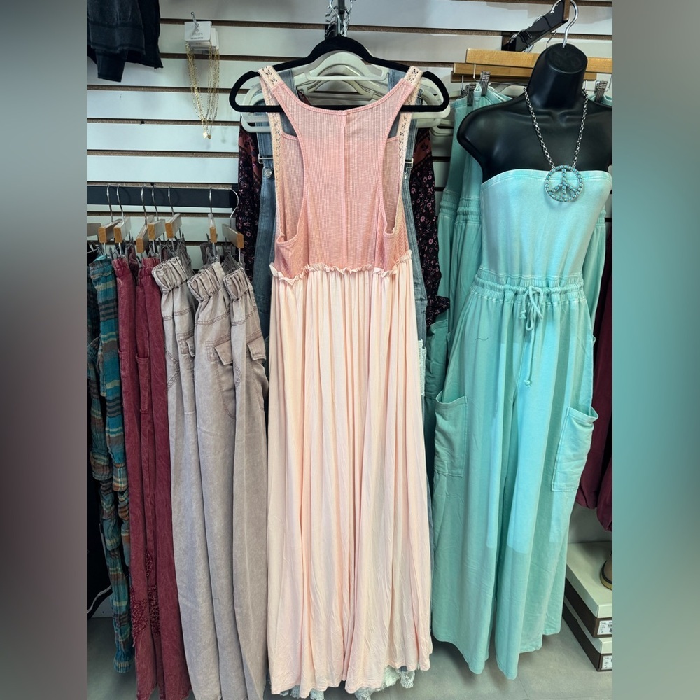 NWT POL Slit Crochet Strap Sleeveless Blush Maxi Dress - Picture 8 of 8